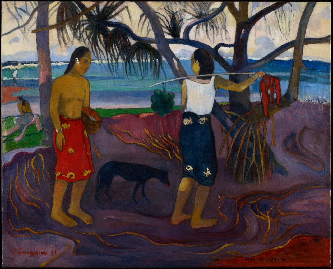 I Raro Te Oviri (Pod pandanem) autorstwa Paul Gauguin