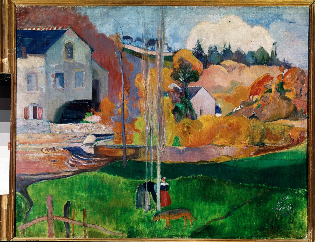 Pejzaż w Bretanii, młyn David (olej na płótnie) autorstwa Paul Gauguin