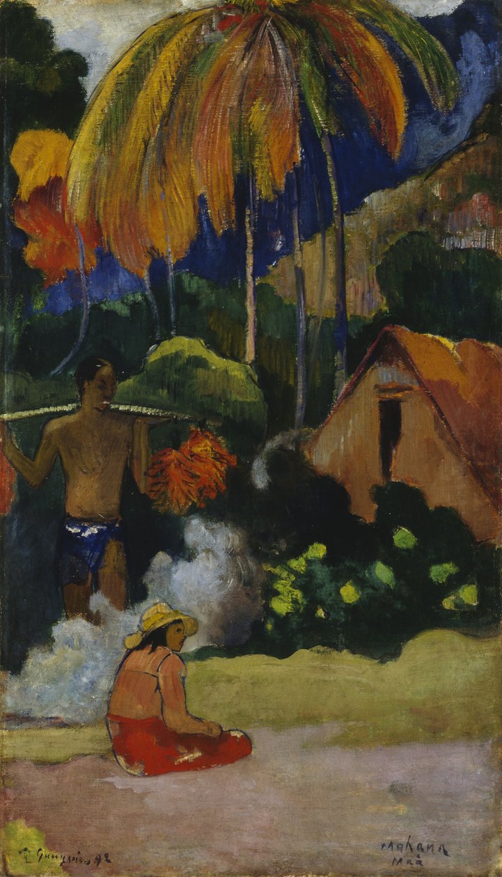 Krajobraz na Tahiti (Mahana Maà) autorstwa Paul Gauguin