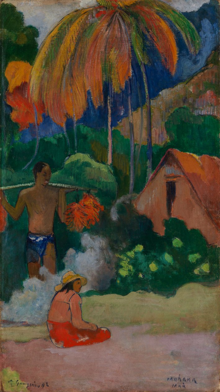 Pejzaż na Tahiti (Mahana Maà) autorstwa Paul Gauguin
