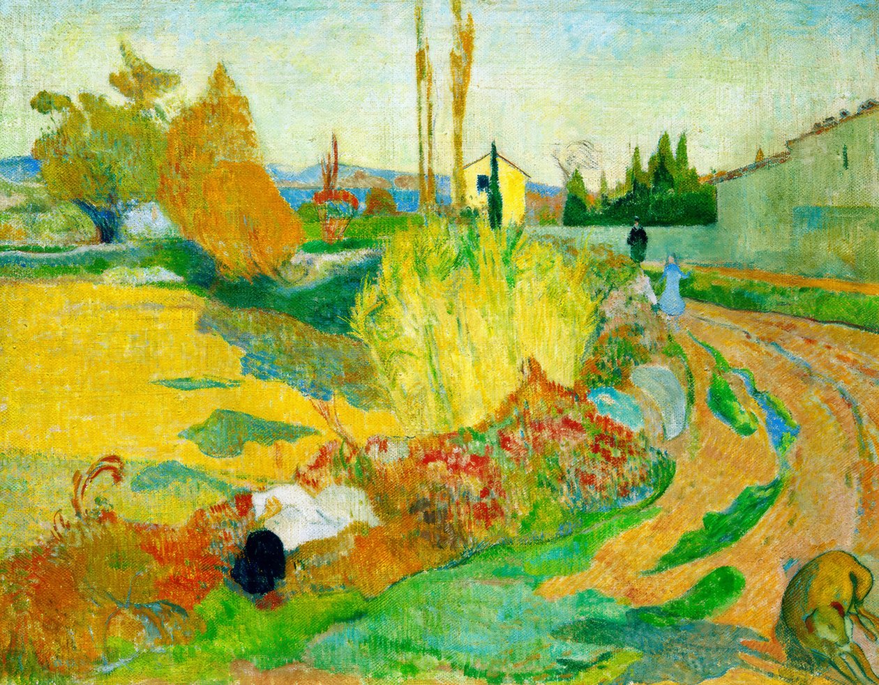 Krajobraz w pobliżu Arles (ścieżka wzdłuż kanału Roubinele-Roi) autorstwa Paul Gauguin