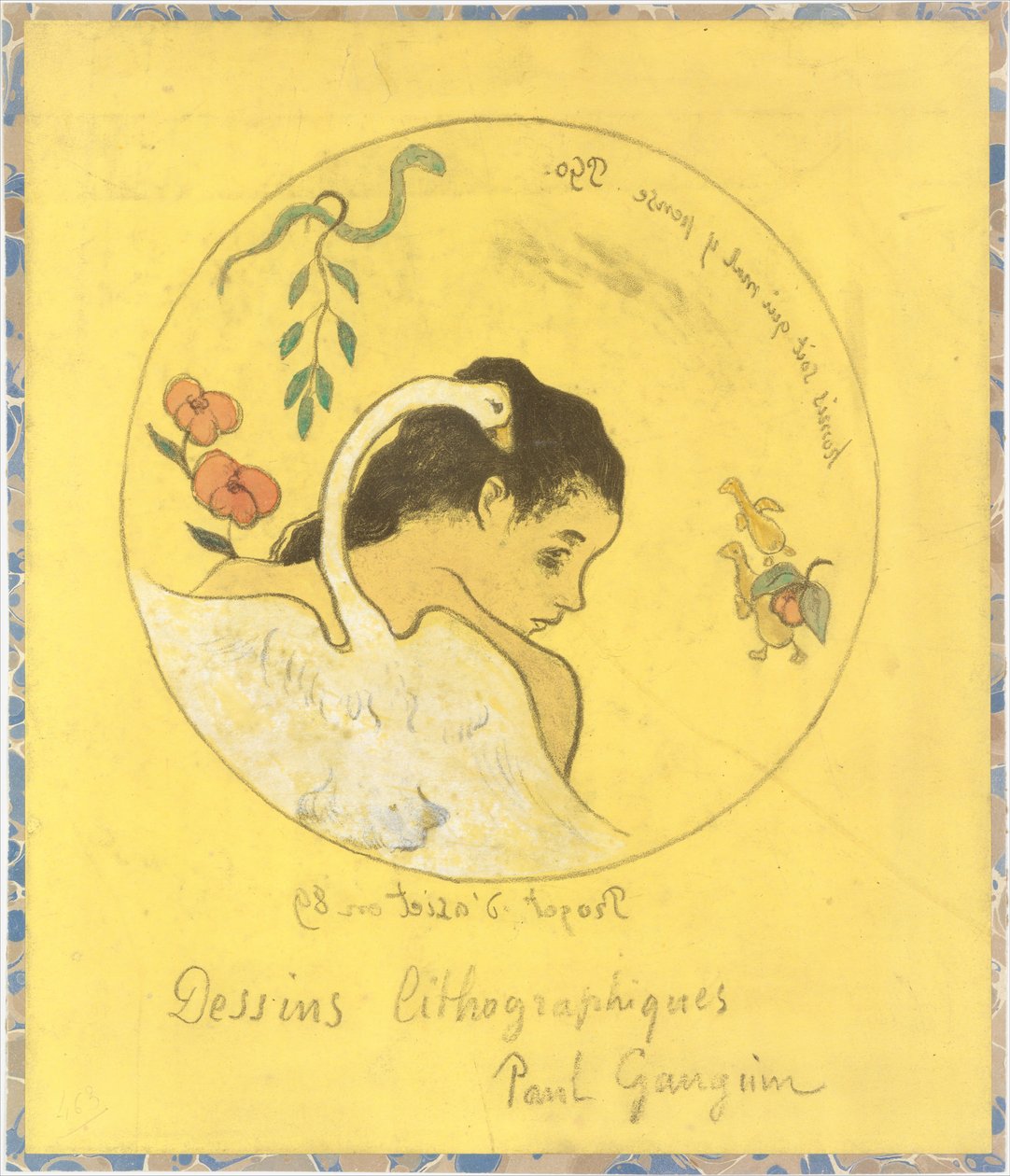 Leda Design for a Plate: Wstyd tym, którzy źle myślą Honi Soit Qui Mal y Pense..., 1889. autorstwa Paul Gauguin