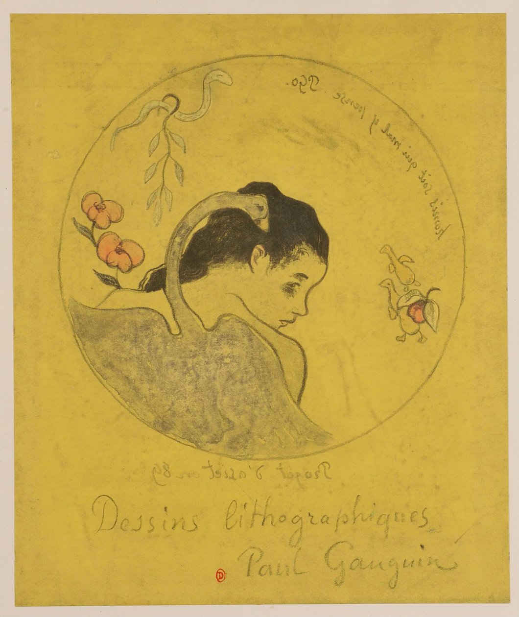 Léda: Entwurf für einen Teller autorstwa Paul Gauguin