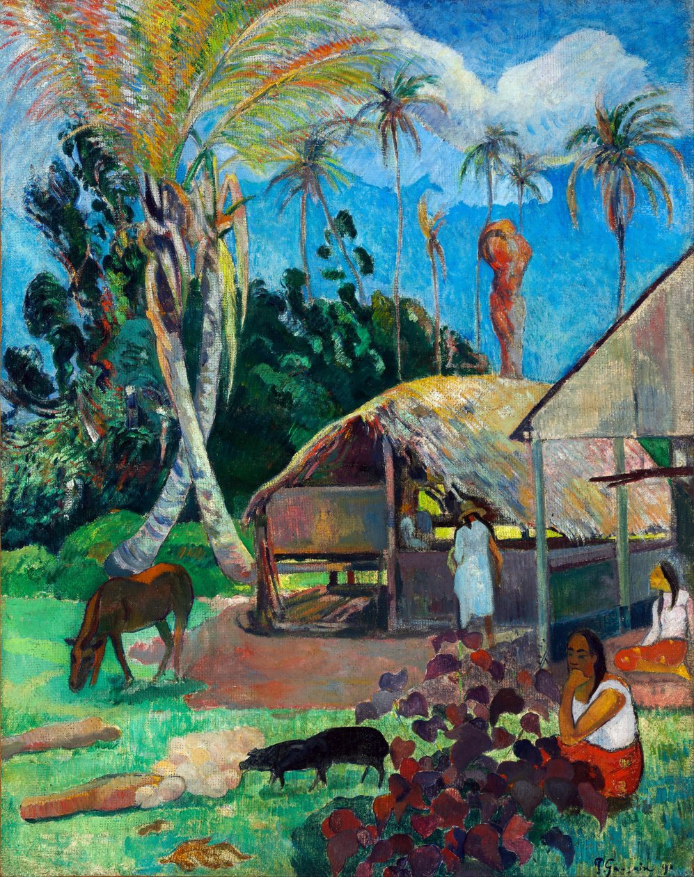 Czarne świnie - Czarne świnie - Gauguin, Paul Eugene Henri (1848-1903) - 1891 - Olej na płótnie - 91x72 - Muzeum Szepmuveszeti, Budapeszt autorstwa Paul Gauguin