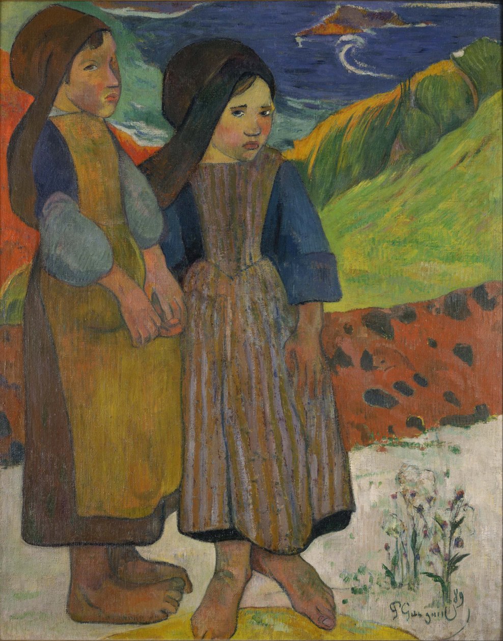 Małe bretońskie dziewczynki nad morzem autorstwa Paul Gauguin