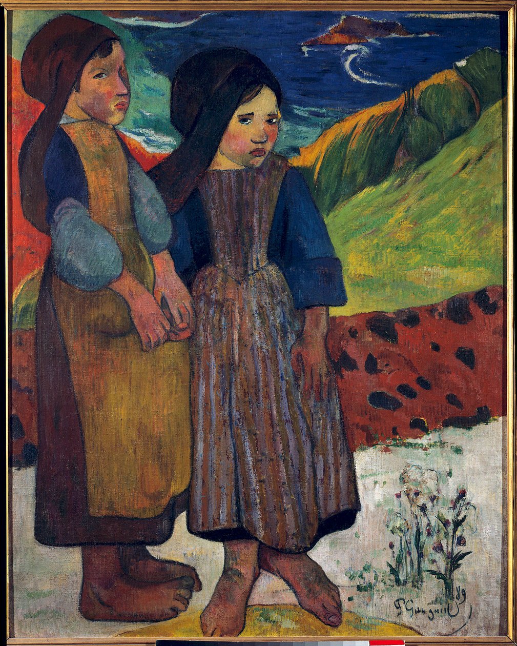 Mali Bretończycy przed morzem Obraz Paula Gauguina (1848-1903) 1889 Nd. 0,92 x 0,73 m. Tokio. Narodowe Muzeum Sztuki Zachodniej autorstwa Paul Gauguin