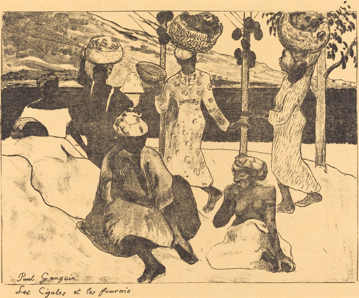 Szarańcza i mrówki: wspomnienie Martyniki Cykady i mrówki, 1889. autorstwa Paul Gauguin
