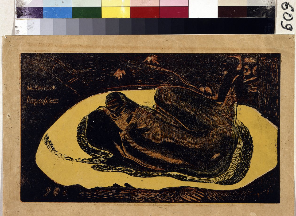 Manao Tupapau (Duch zmarłych czuwa). Grawerowanie Paula Gauguina (1848-1903) autorstwa Paul Gauguin