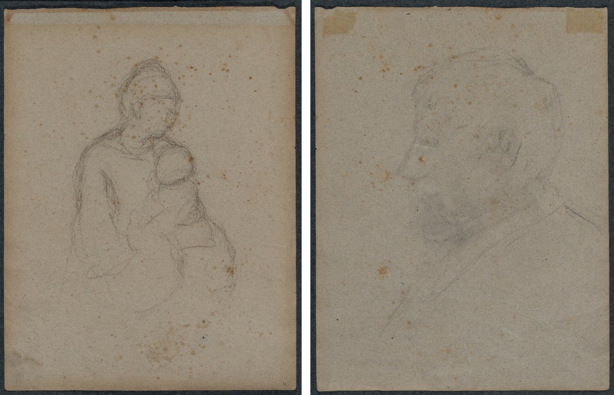 Matka z dzieckiem (recto); Popiersie mężczyzny z profilu (verso) autorstwa Paul Gauguin