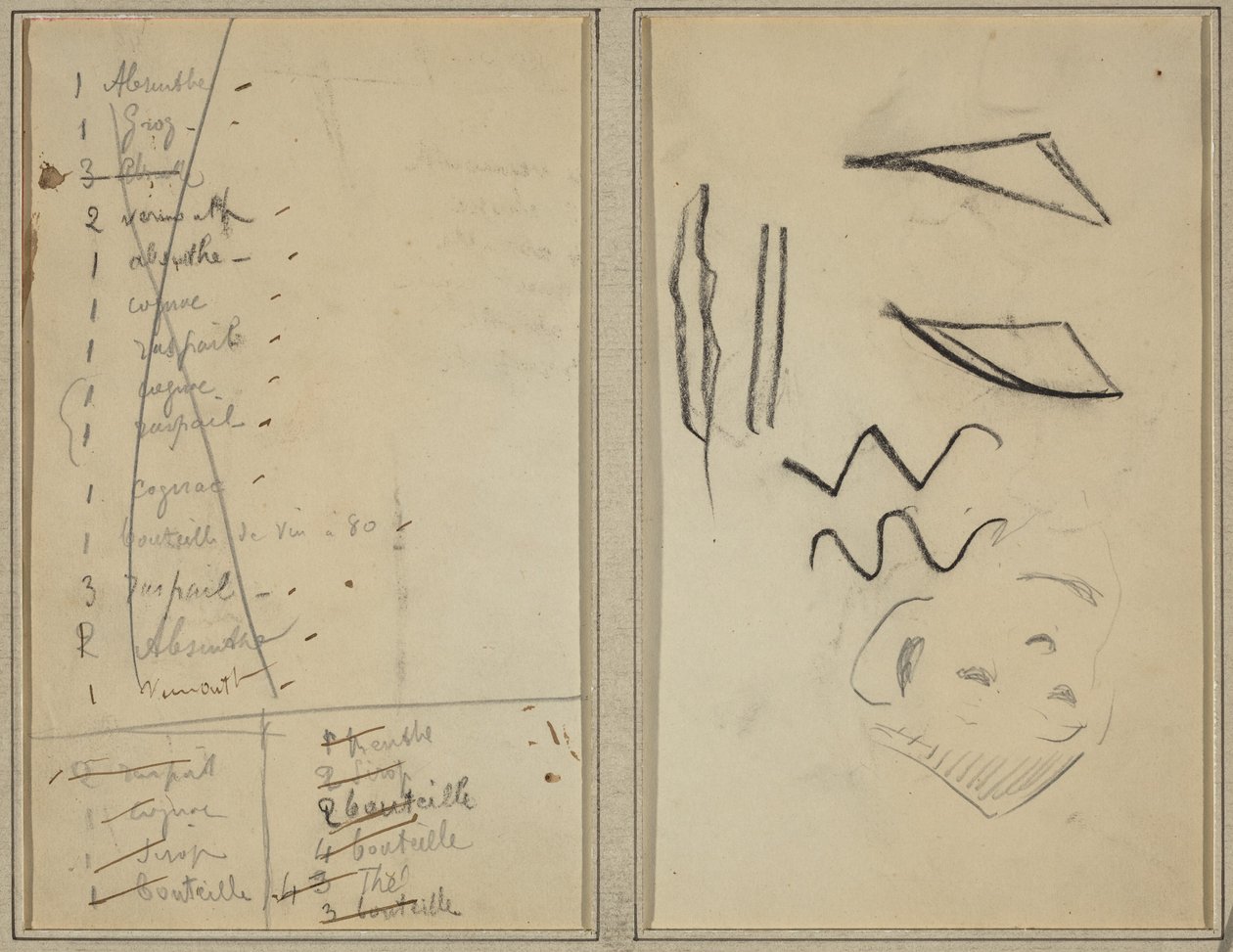 Neige (Śnieg); Plan podróży [recto] autorstwa Paul Gauguin