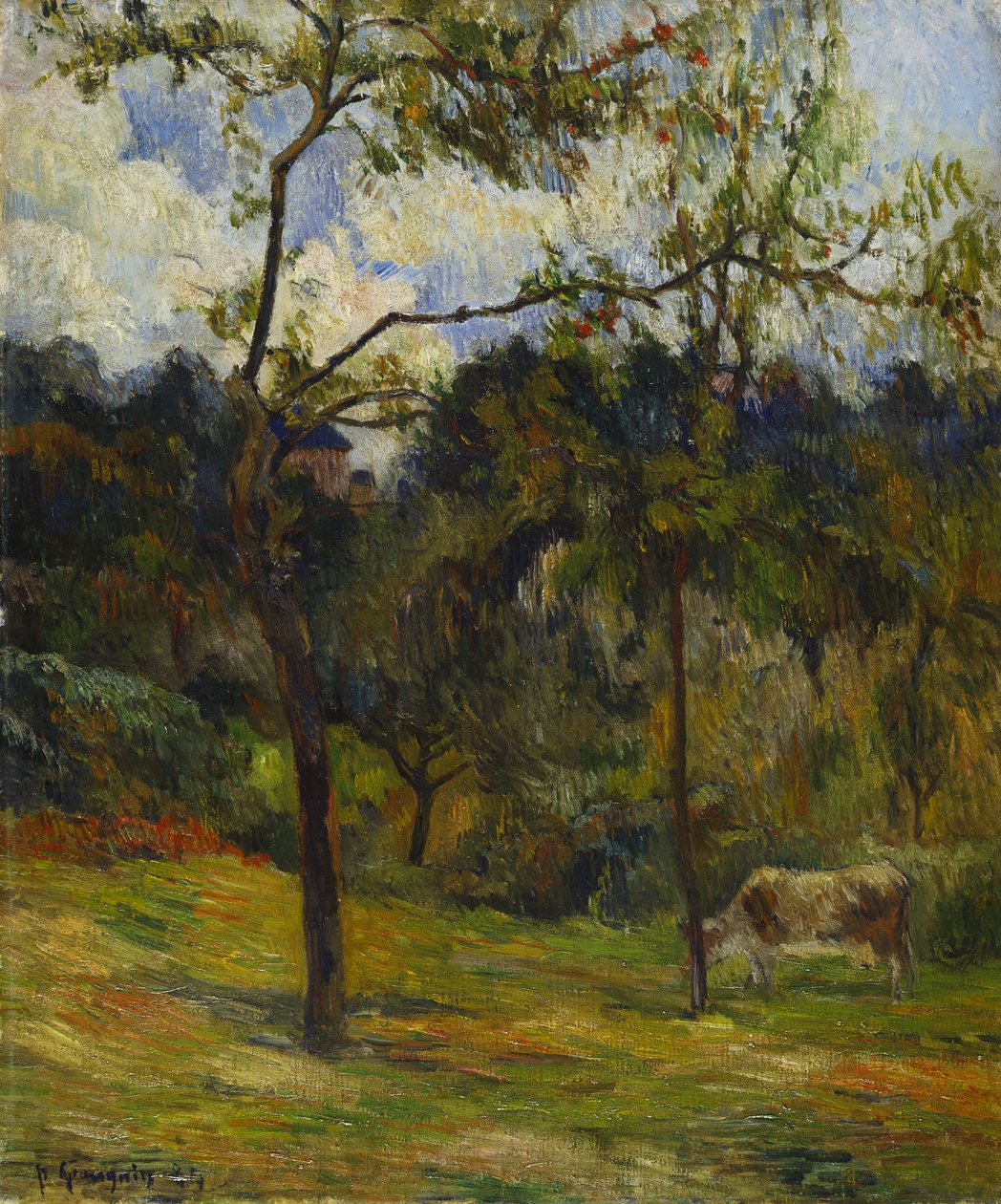 Krajobraz Normandii: Krowa na łące, 1884 autorstwa Paul Gauguin