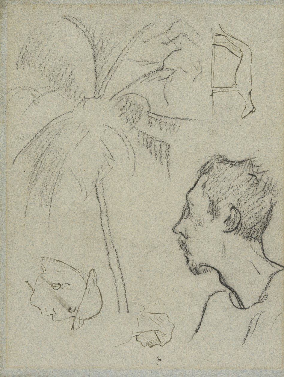 Profil Charlesa Lavala z palmą i innymi szkicami autorstwa Paul Gauguin