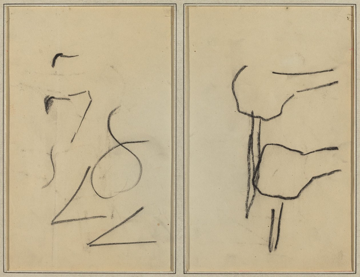 Bazgroły; Dwa kształty [verso] autorstwa Paul Gauguin