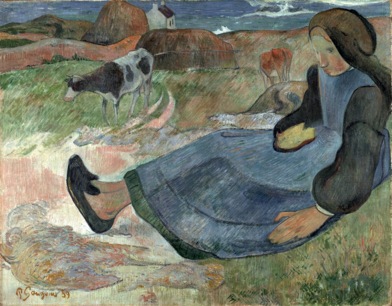 Siedząca bretońska dziewczyna. autorstwa Paul Gauguin