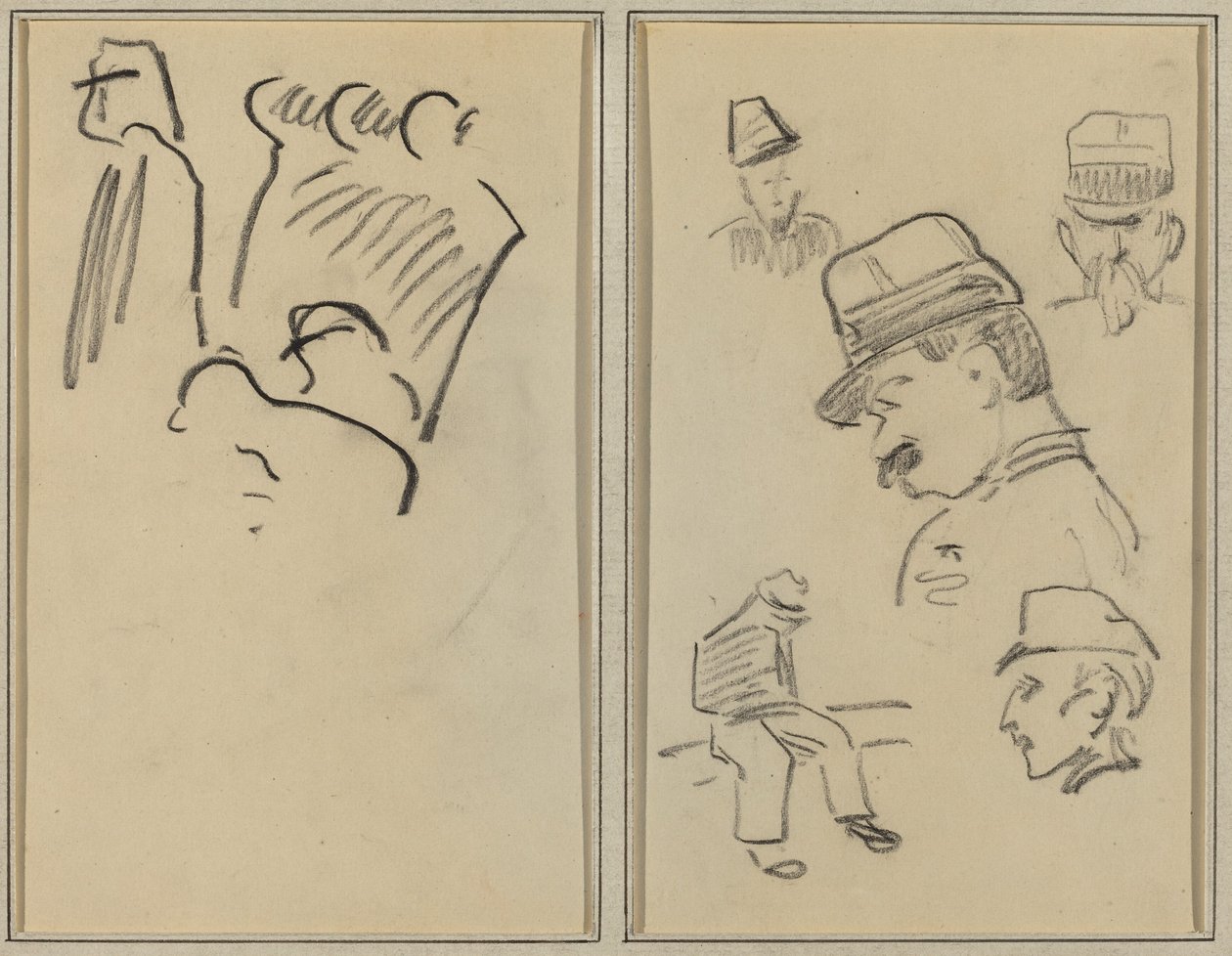 Żołnierski; Czterech żołnierzy i siedząca postać [verso] autorstwa Paul Gauguin