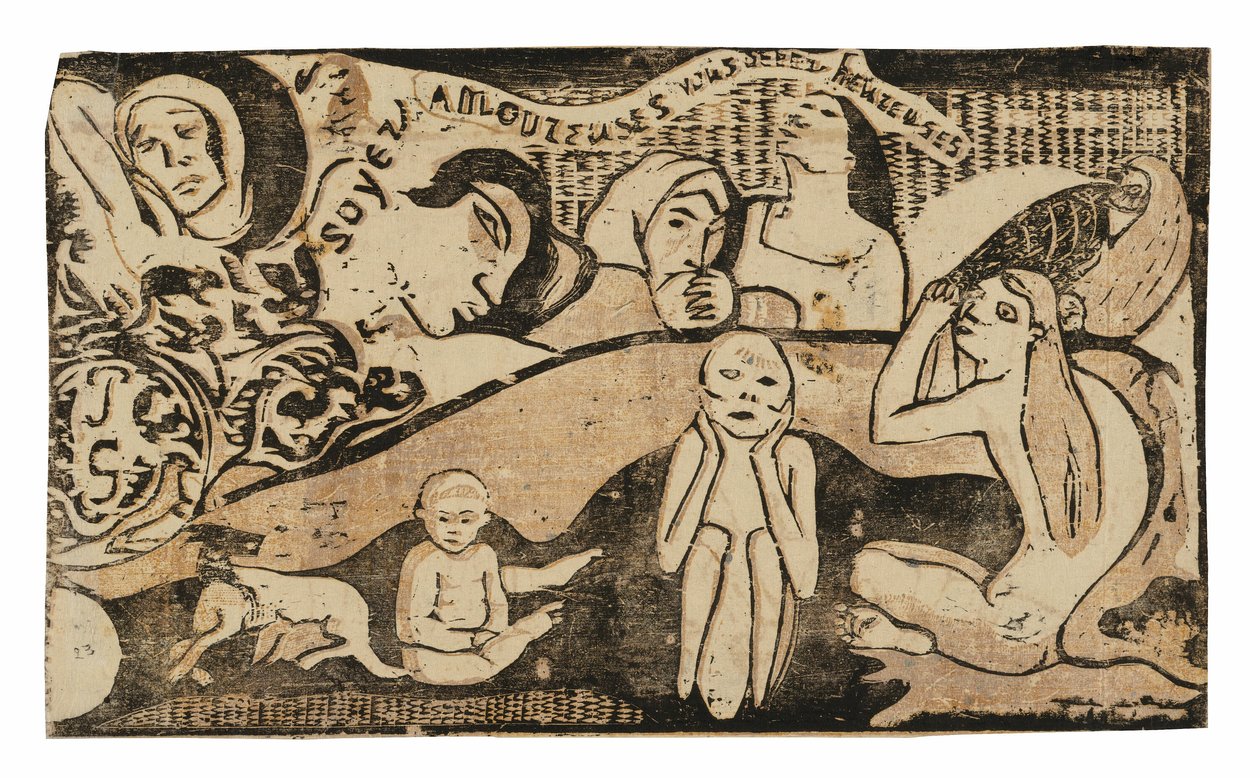 Kochaj, a będziesz szczęśliwy, z Suity późnych rycin drewnianych autorstwa Paul Gauguin