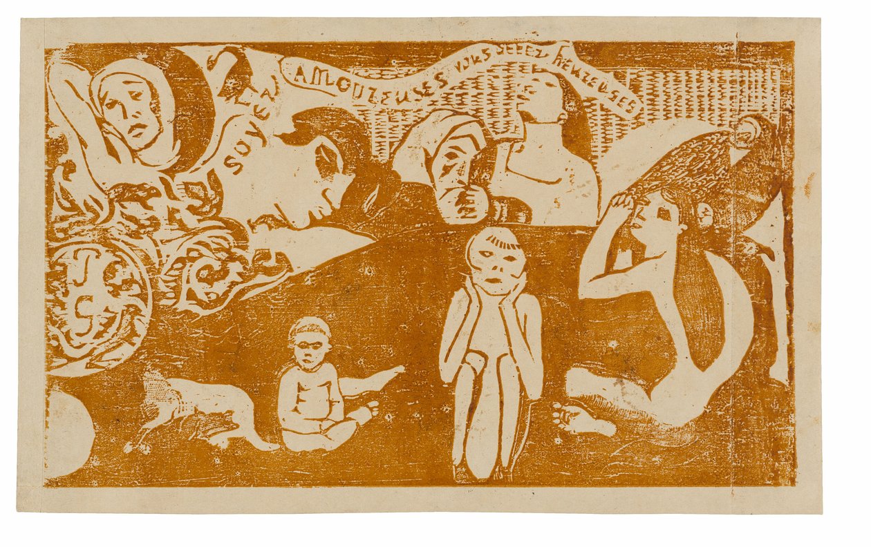 Kochaj, a będziesz szczęśliwy, z Suity późnych rycin drewnianych autorstwa Paul Gauguin