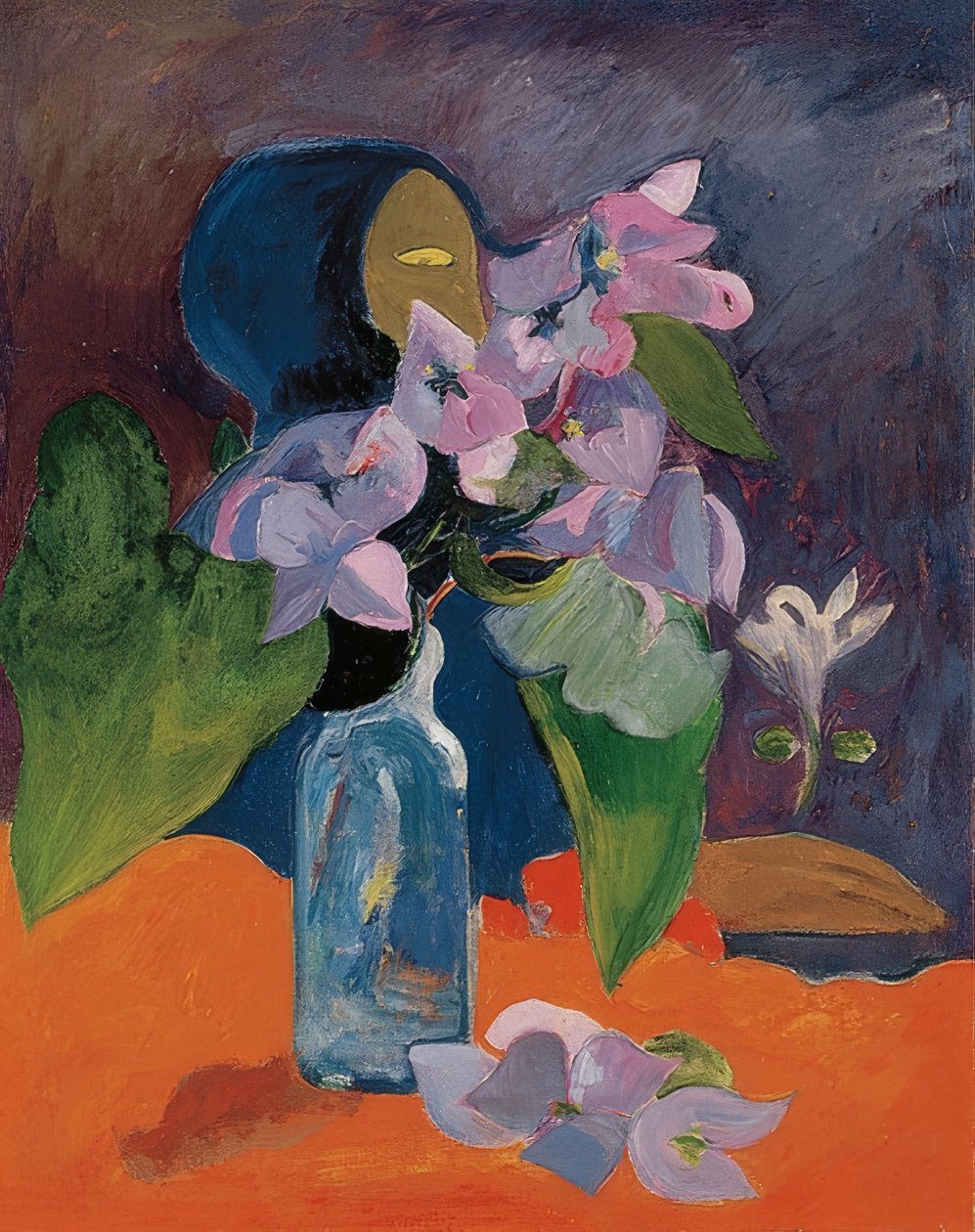 Martwa natura z kwiatami i idolem. Około 1892 r. autorstwa Paul Gauguin