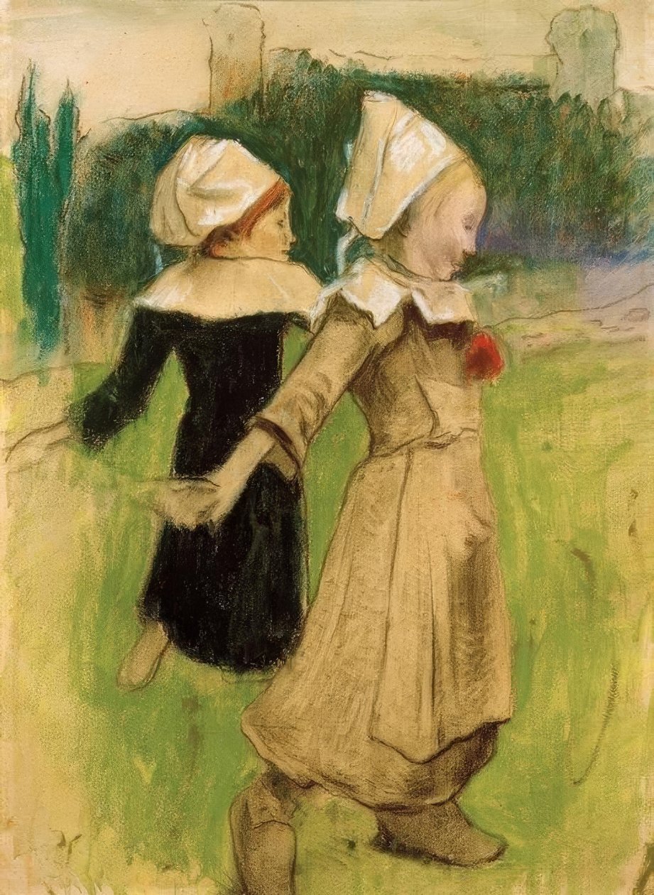 Studiuj dla: tańczące bretońskie dziewczęta, Pont–Aven) autorstwa Paul Gauguin