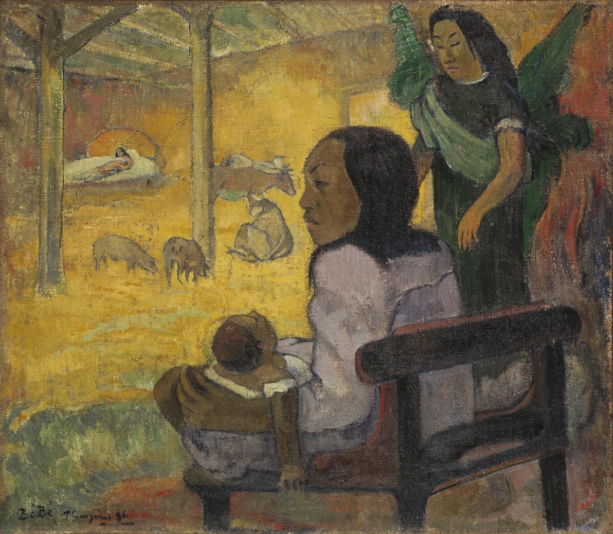 Tahitański: Bé bé (Pēpe) Be Be (Narodziny) autorstwa Paul Gauguin