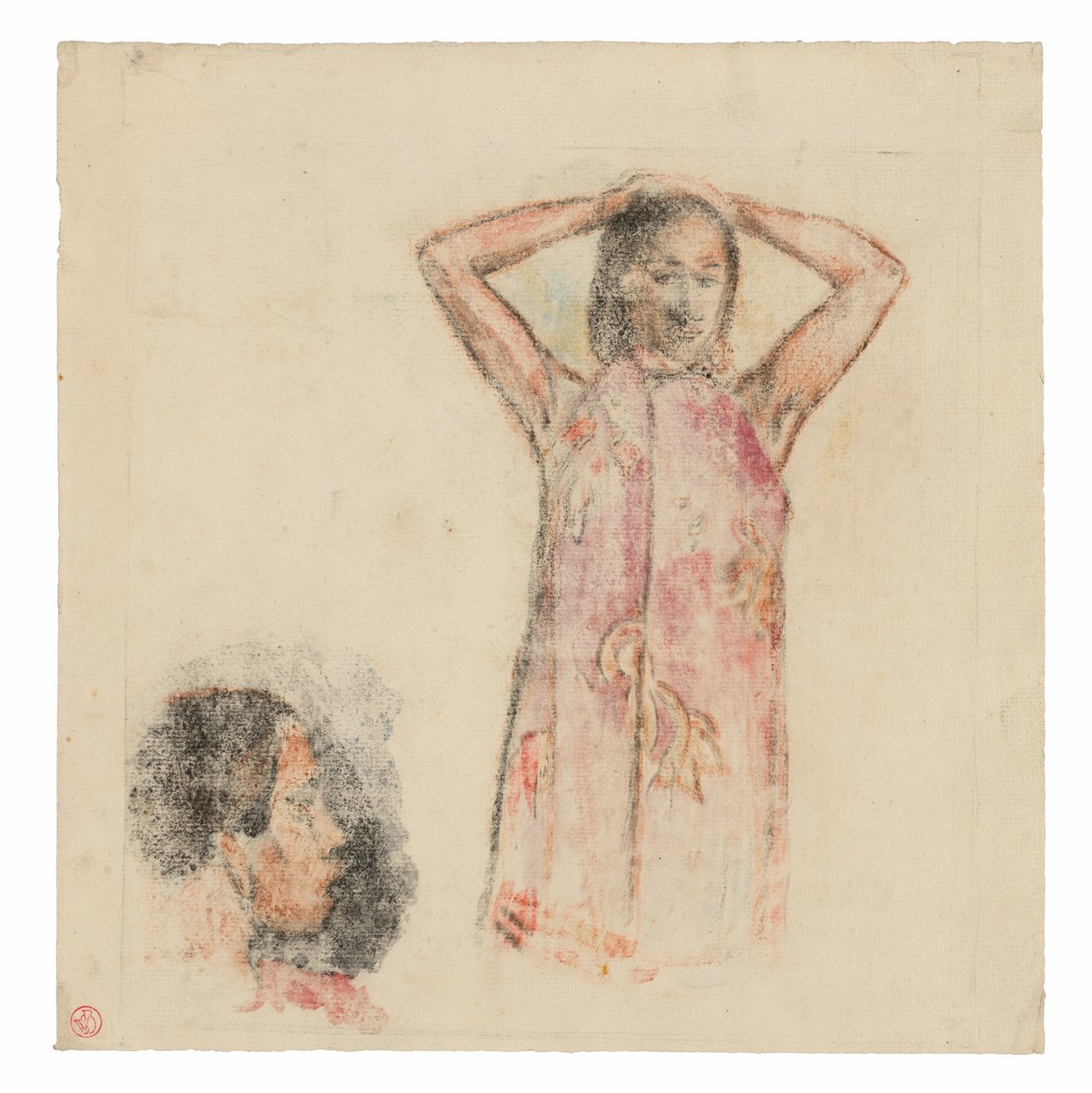 Tahitańska dziewczyna w różowym Pareu autorstwa Paul Gauguin