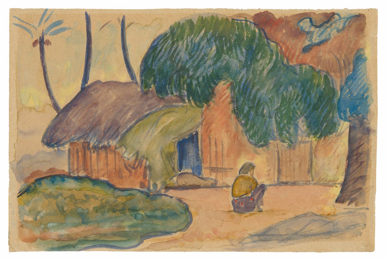 Tahitańska chata autorstwa Paul Gauguin