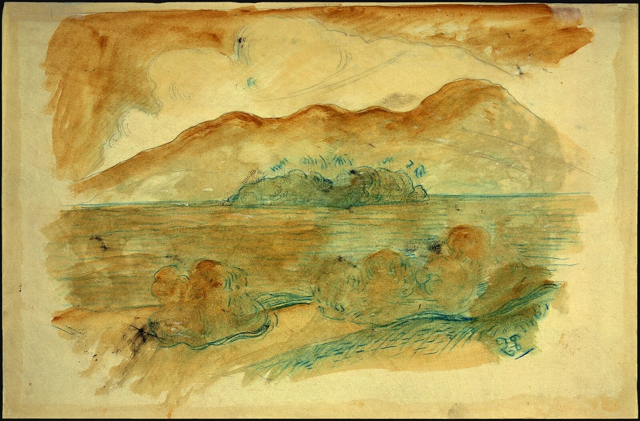 Wybrzeże Tahiti, verso autorstwa Paul Gauguin