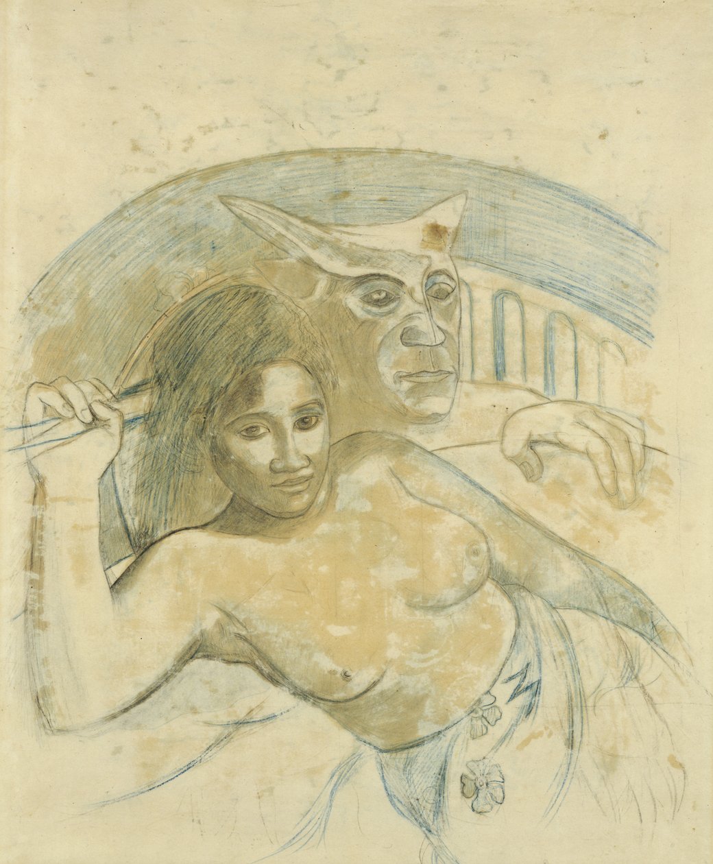 Tahitańska kobieta ze złym duchem autorstwa Paul Gauguin