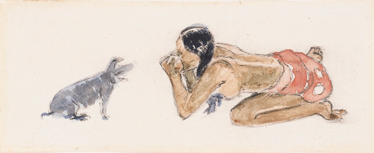 Tahitańska kobieta ze świnią autorstwa Paul Gauguin