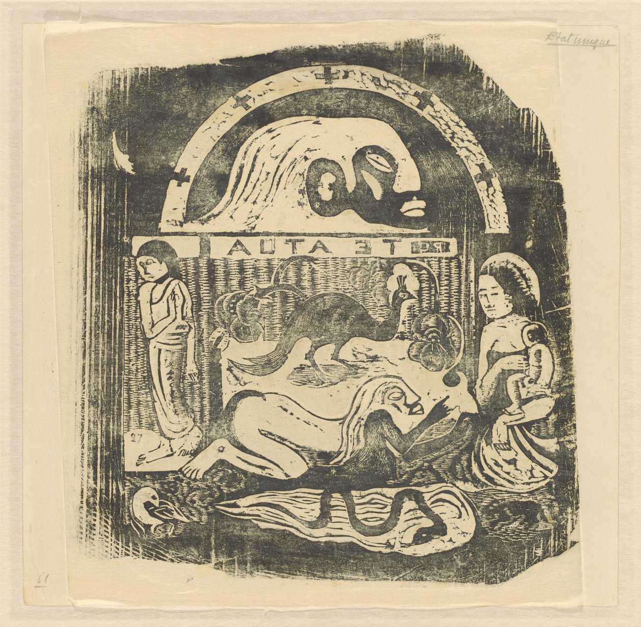 Te Atua (Bogowie) Mały Talerz [recto] autorstwa Paul Gauguin
