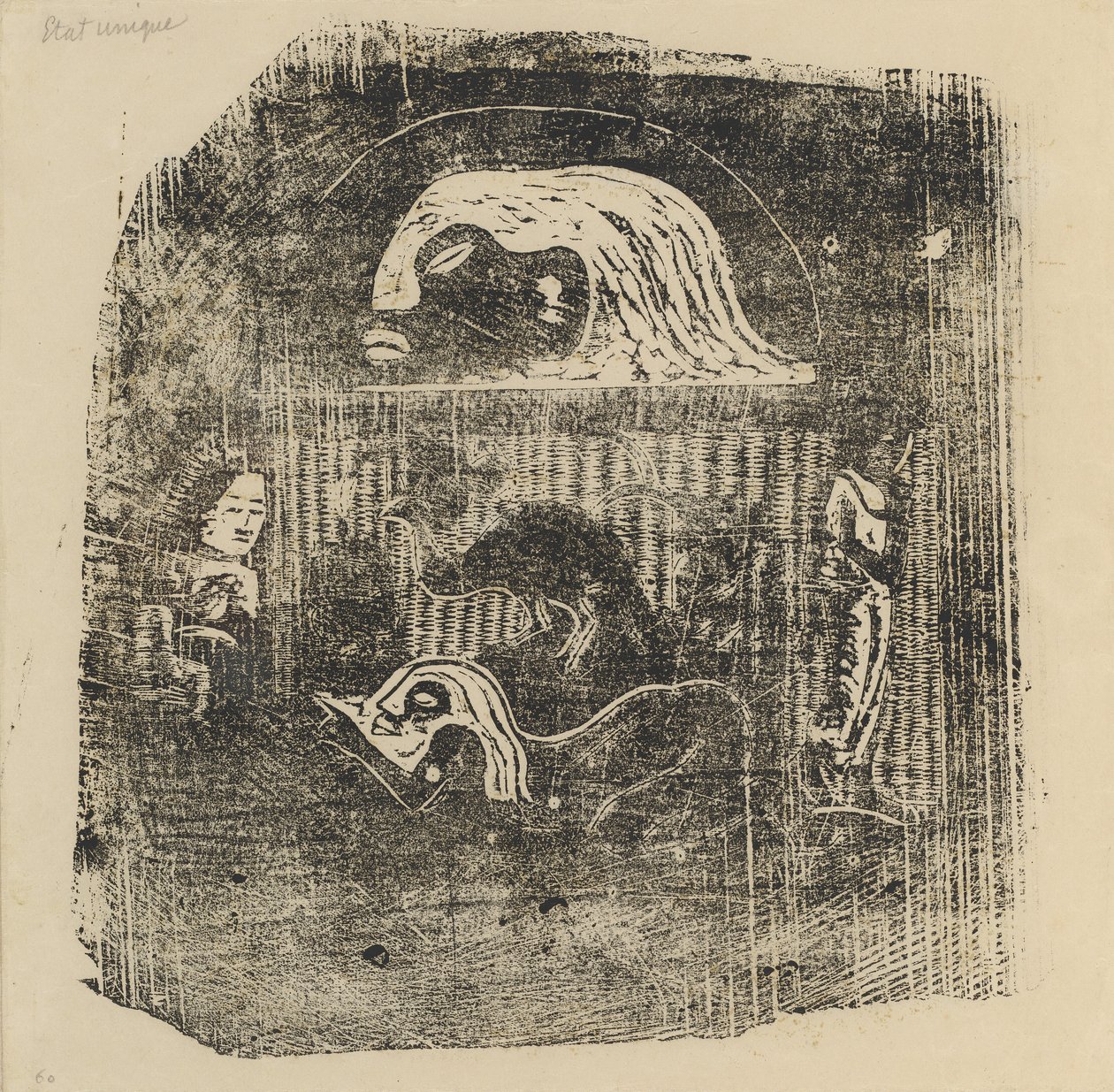 Te Atua The Gods Small Plate [verso], w roku 1895 lub później. autorstwa Paul Gauguin