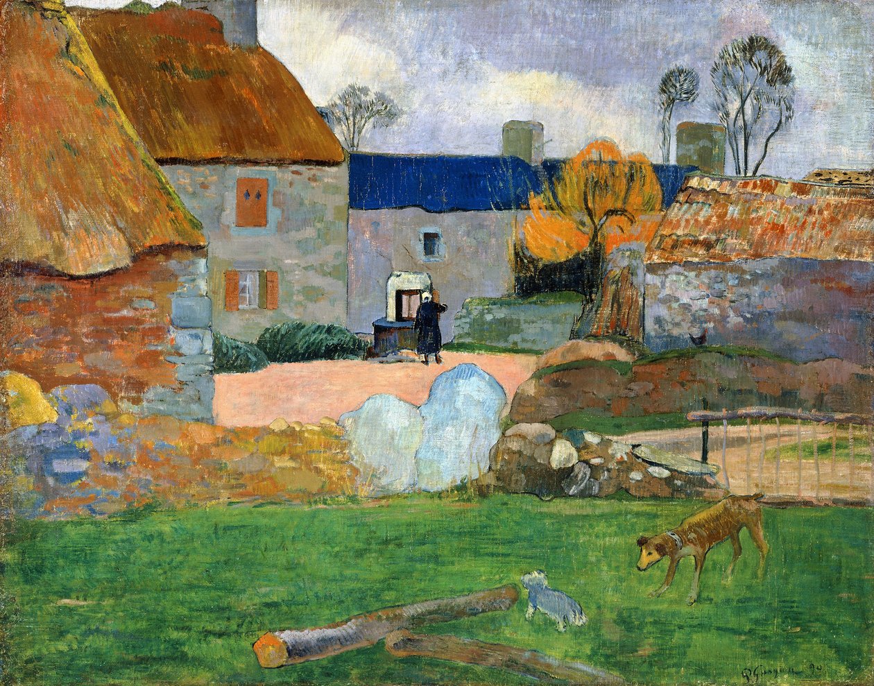 Niebieski dach lub farma Pouldu, 1890 autorstwa Paul Gauguin