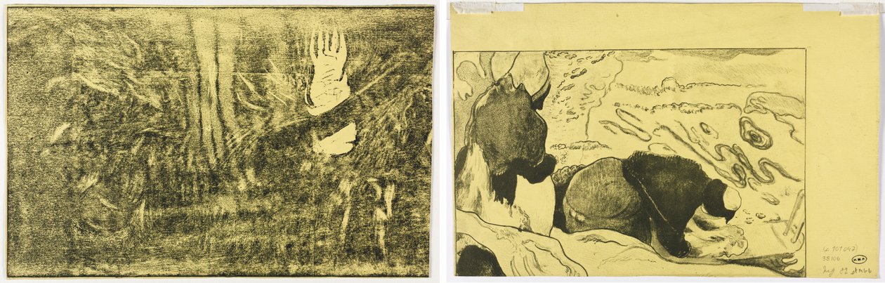 Diabeł mówi (Mahna No Varua Ino) (rekto); Kobiety pranie ubrań (verso) autorstwa Paul Gauguin