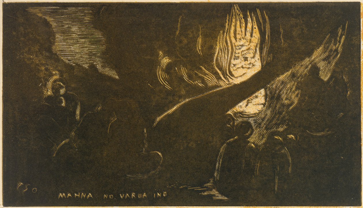 Diabeł mówi Mahna no Varua Ino, z perfum Noa Noa, 1893-94., 1893-94. autorstwa Paul Gauguin