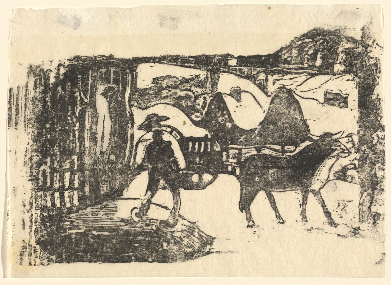 Wóz z wołem (Le char a boeufs) autorstwa Paul Gauguin