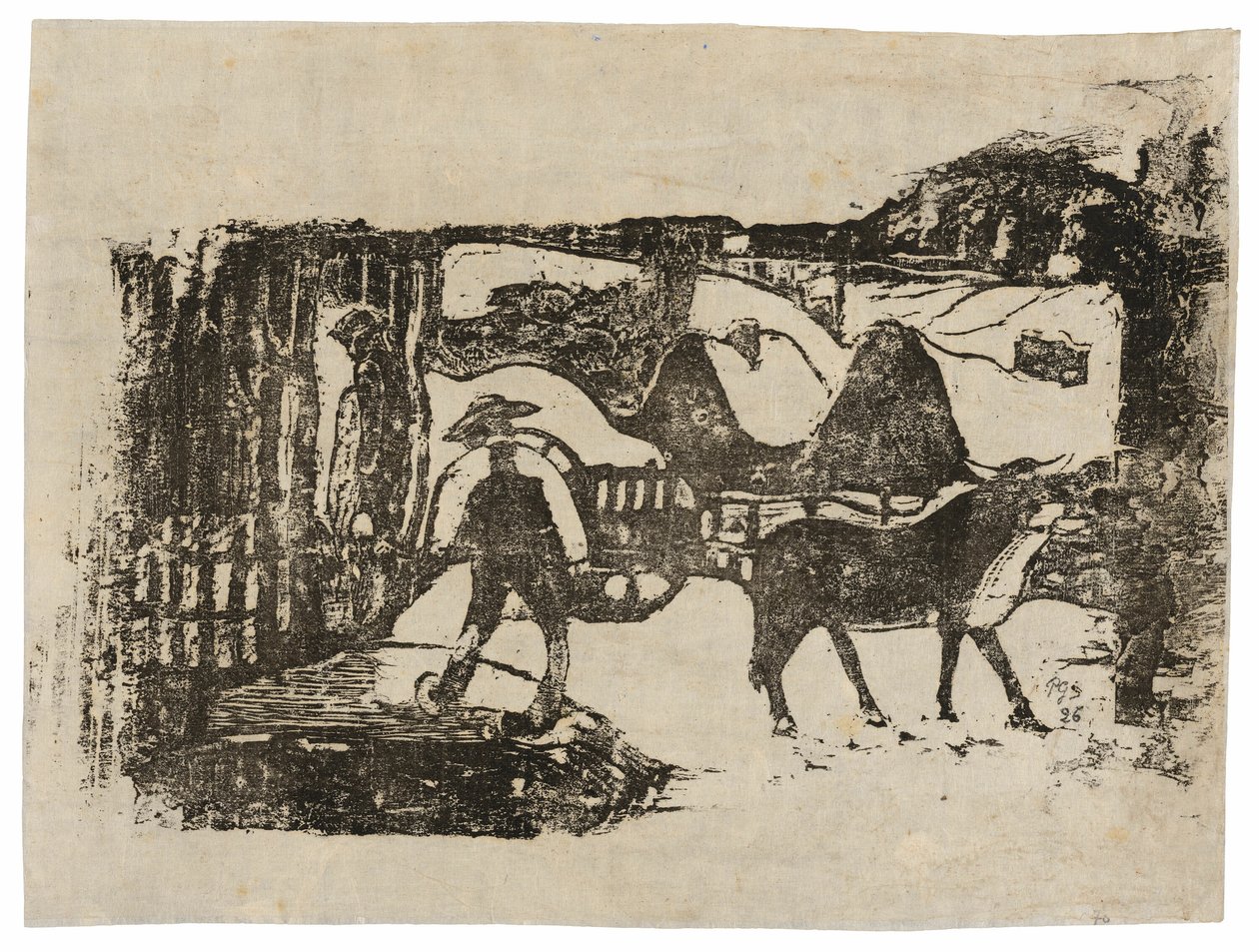 Wóz wołowy, z Suity późnych rycin drewnianych autorstwa Paul Gauguin