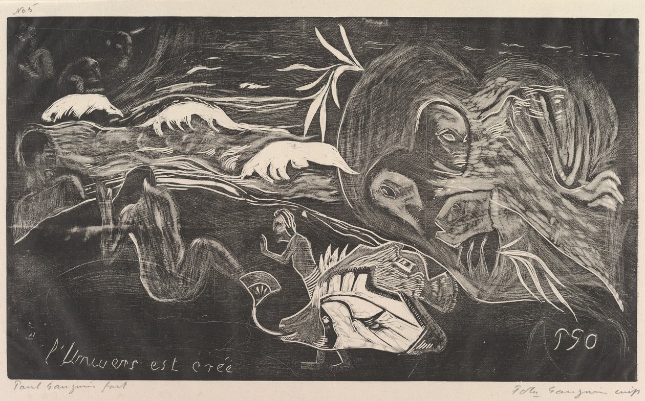 Powstaje wszechświat. Powstaje wszechświat, z zapachu Noa Noa, 1893-94. autorstwa Paul Gauguin