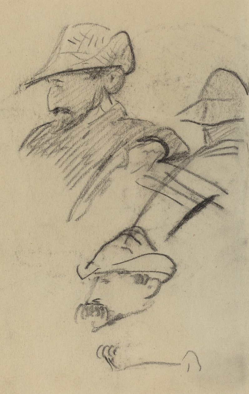 Trzy studia o mężczyźnie w kapeluszu [recto] autorstwa Paul Gauguin