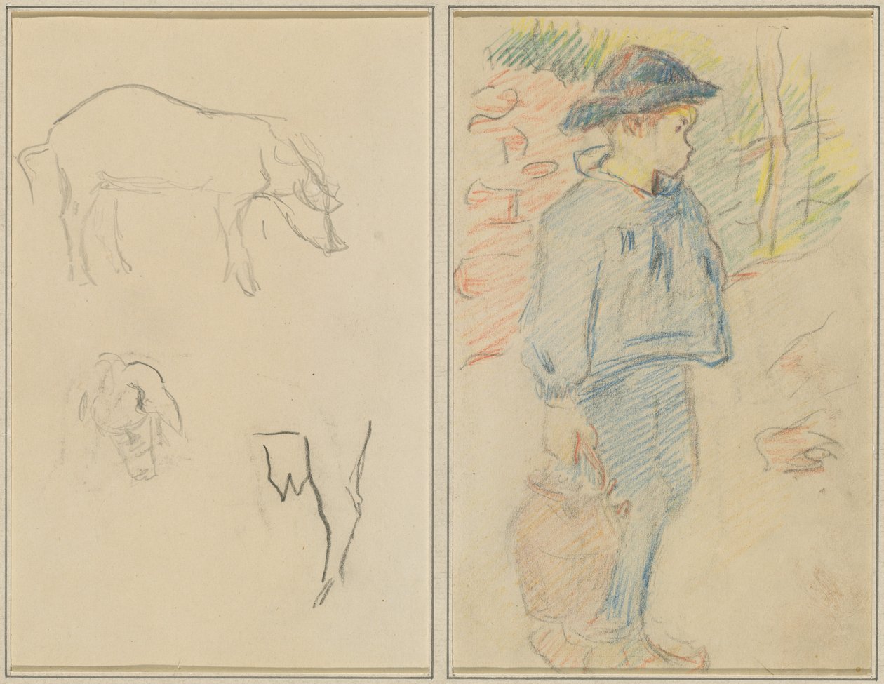 Trzy badania świni; Chłopiec bretoński idący z dzbanem [odbyt.] autorstwa Paul Gauguin