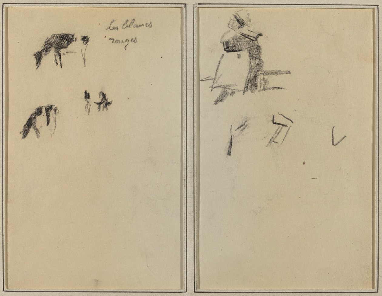 Dwie krowy; Siedząca Bretonka [verso] autorstwa Paul Gauguin