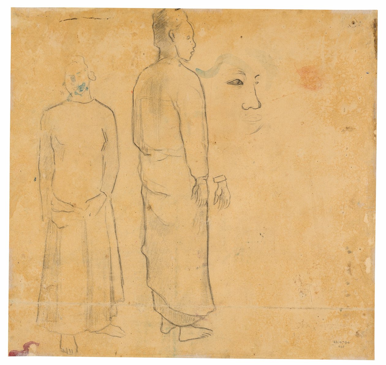 Dwie postacie (związane z obrazem Pejzaż tahitański) autorstwa Paul Gauguin
