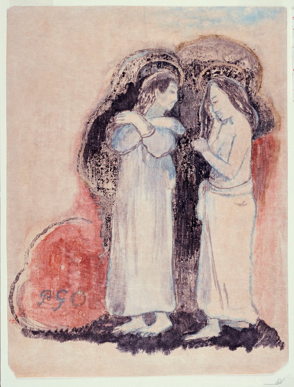 Dwie stojące Tahitanki, 1894 autorstwa Paul Gauguin