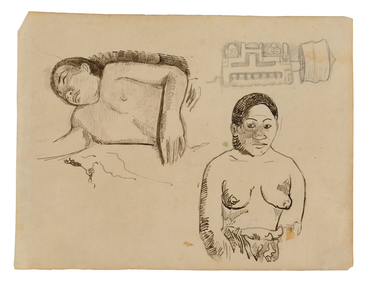 Dwie kobiety z Tahiti i zatyczka do uszu markizy autorstwa Paul Gauguin