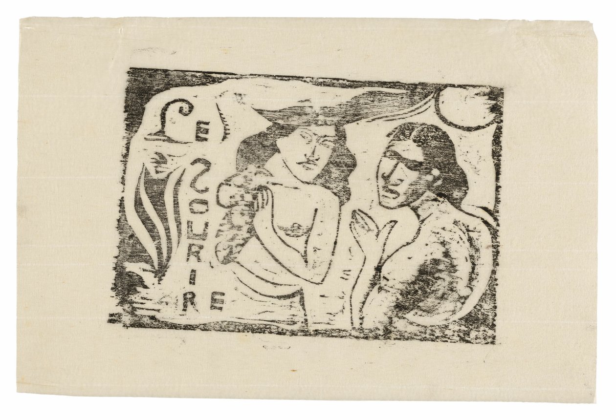 Dwie rozmawiające kobiety, nakrycie głowy dla Le Sourire autorstwa Paul Gauguin