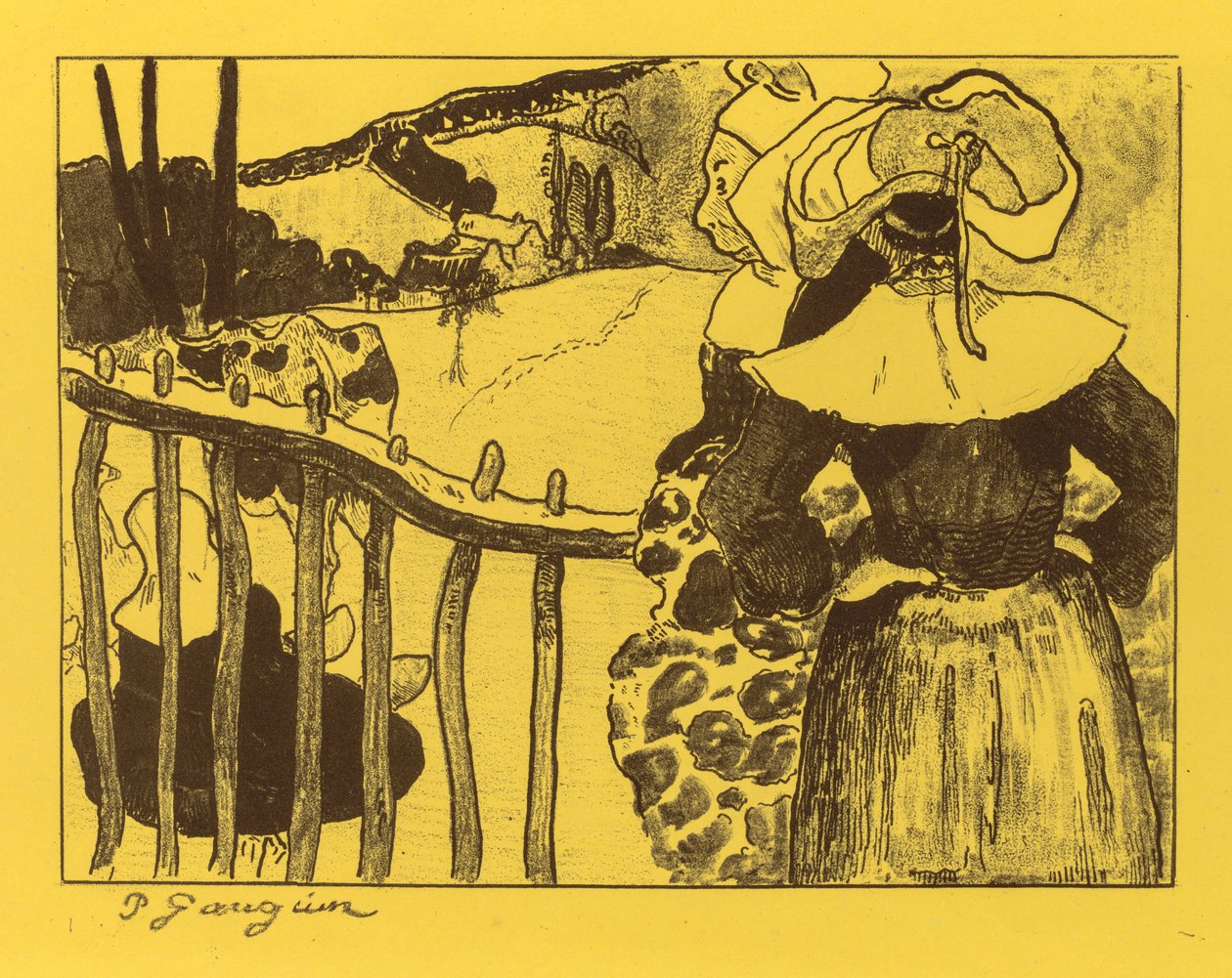 Suita Volpini: Kobiety bretońskie przy bramie Bretończycy przy Barrière, 1889. autorstwa Paul Gauguin