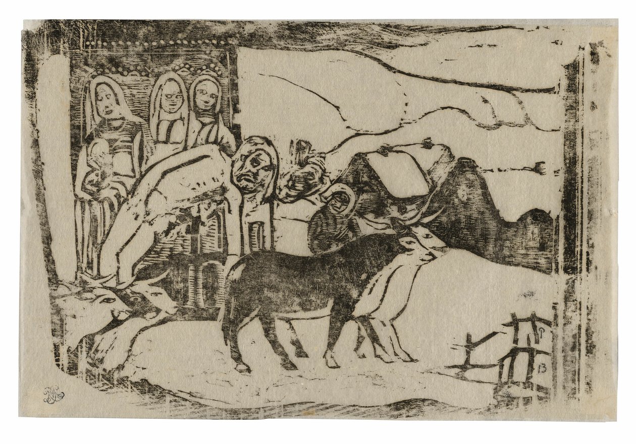Przydrożna kapliczka w Bretanii, z serii późnych grafik drewnopodobnych autorstwa Paul Gauguin