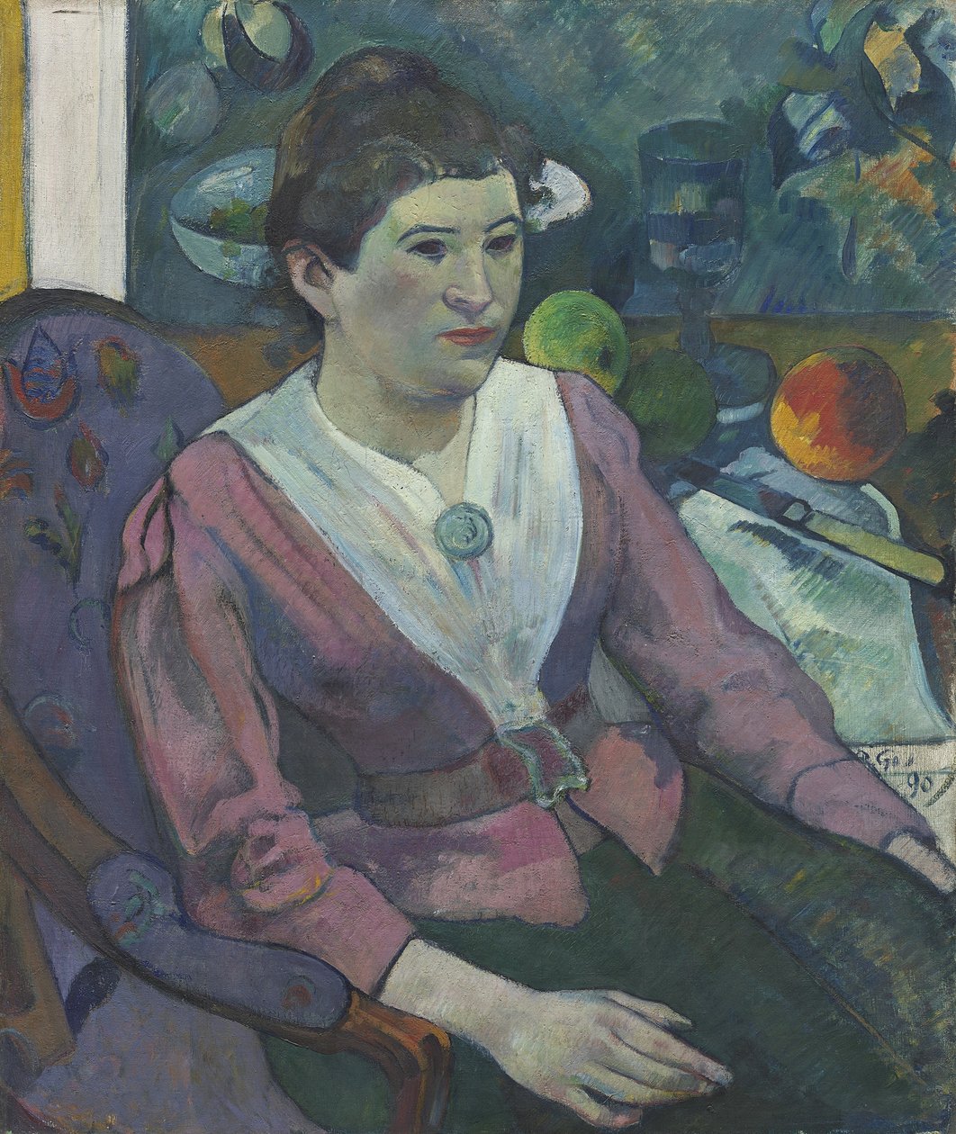 Kobieta na tle martwej natury, Cézanne autorstwa Paul Gauguin