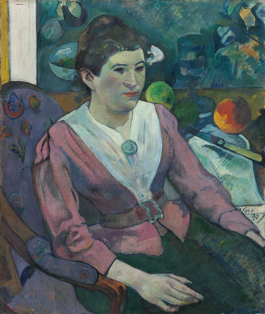 Kobieta na tle martwej natury Cézanne