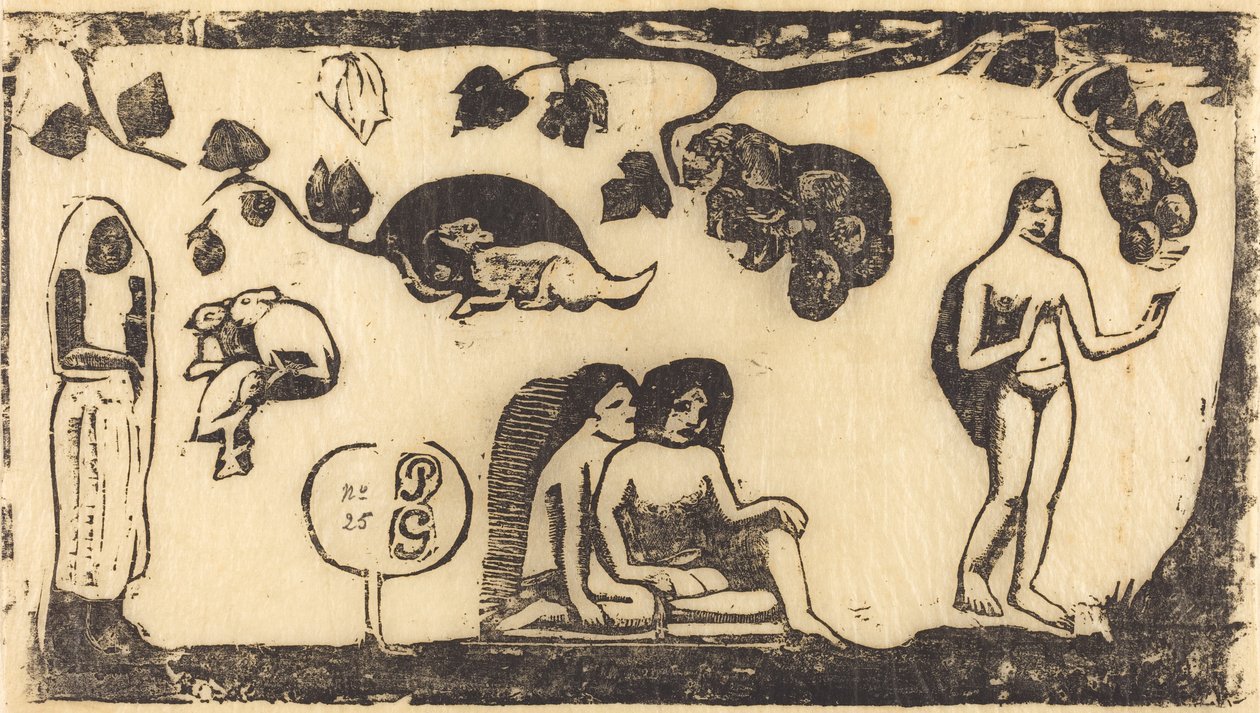 Kobiety, zwierzęta i liście autorstwa Paul Gauguin