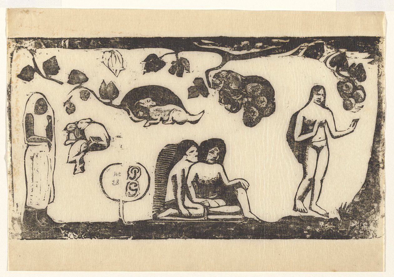 Kobiety, zwierzęta i liście autorstwa Paul Gauguin